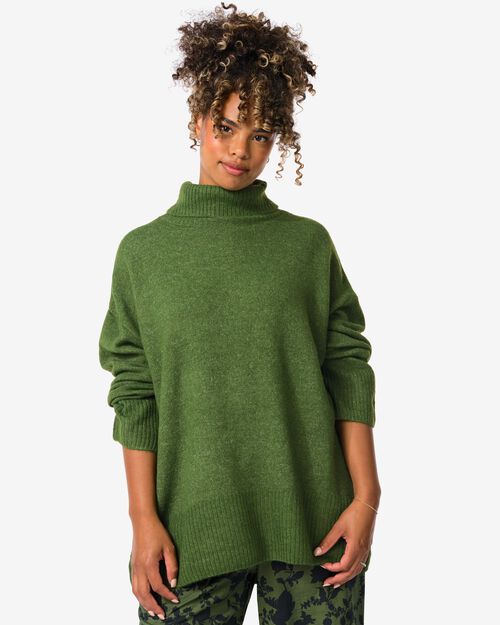 Col roulé Frankie en maille pour femmes vert foncé