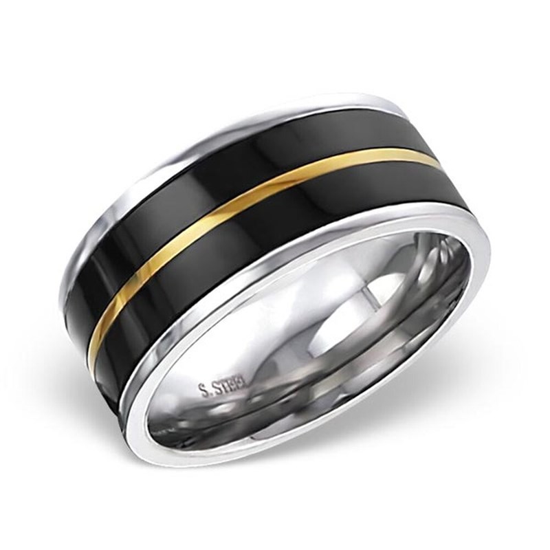 Bague plaqué Or en acier inoxydable
