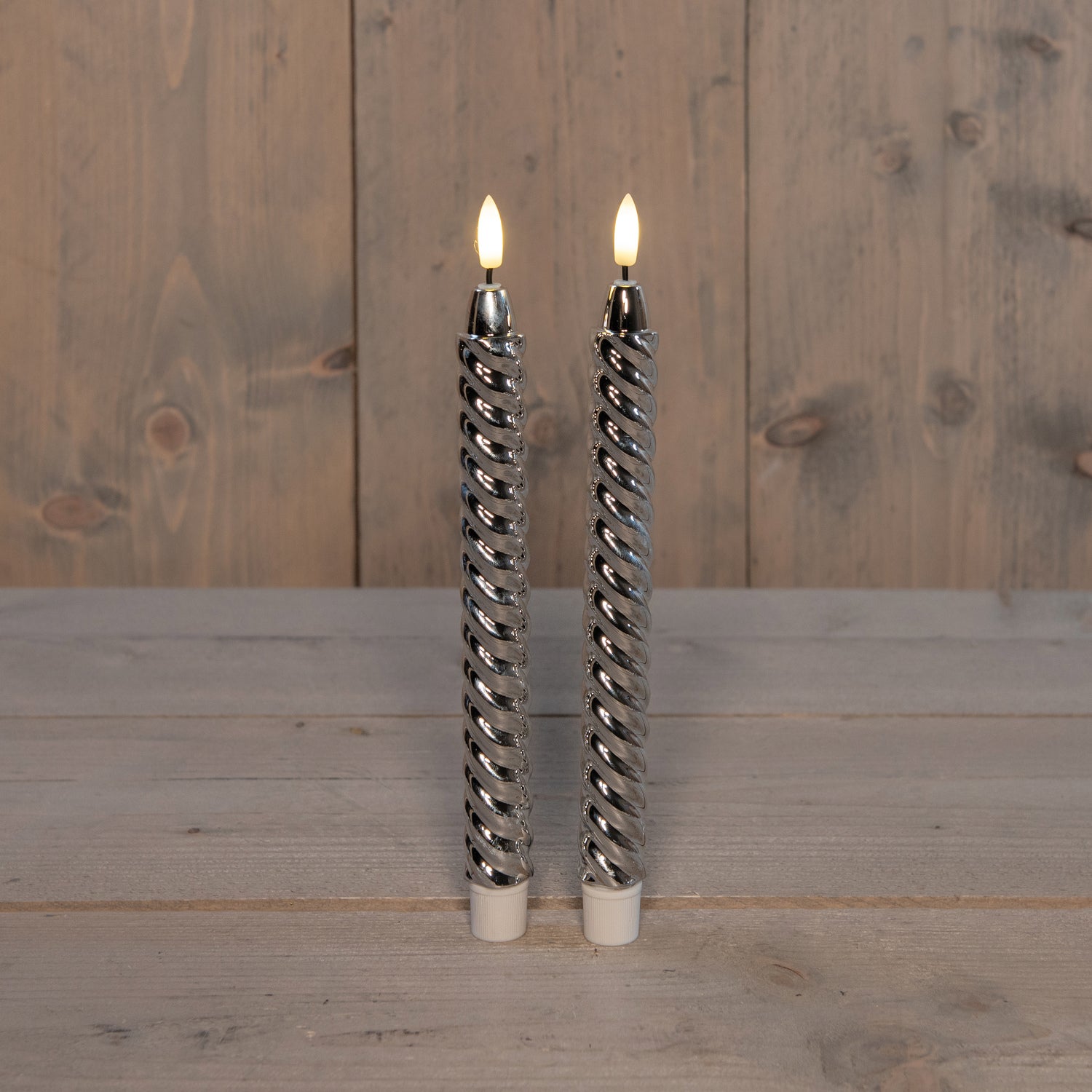 Anna's Collection LED dinerkaars Swirl zilver D 2,1 H 25 cm 2 stuks