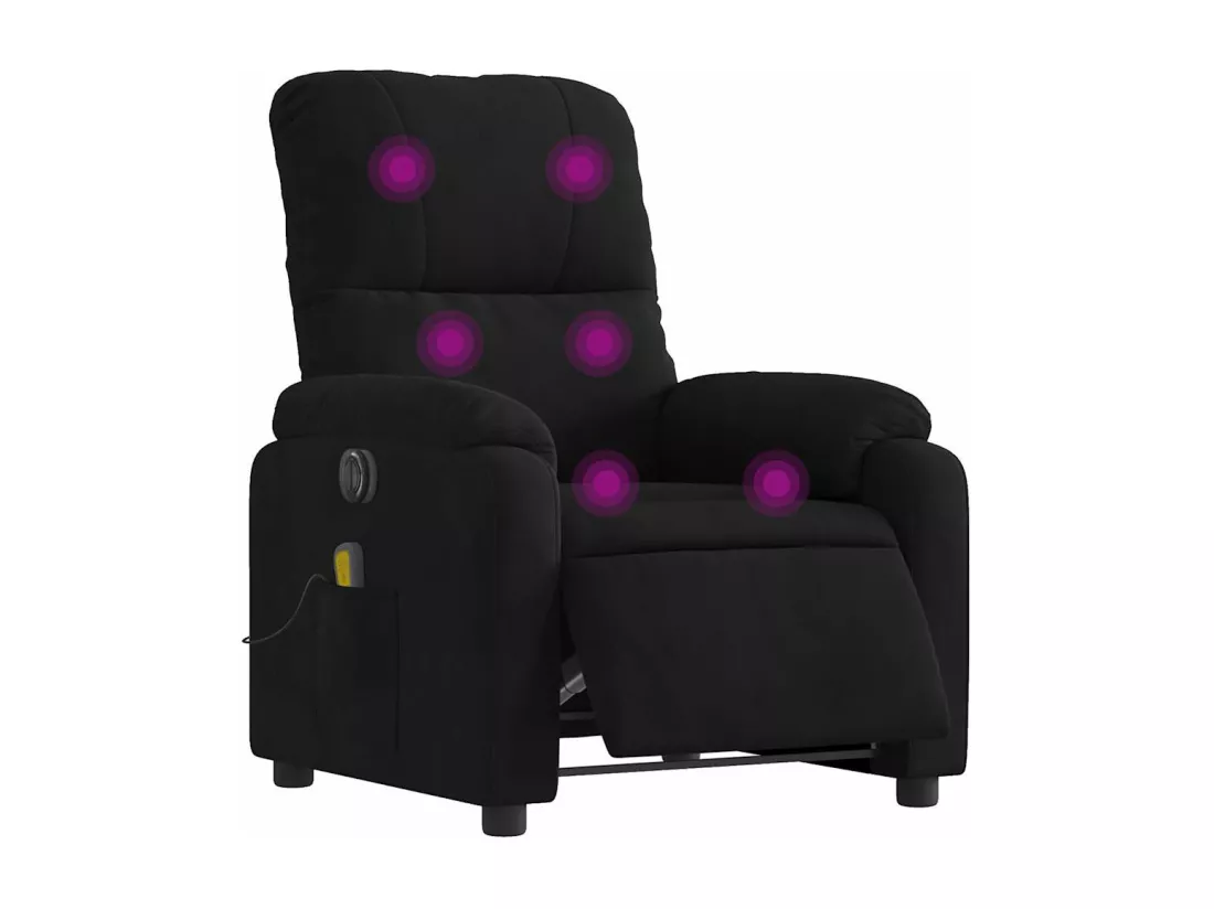 Fauteuil inclinable massant électrique noir tissu microfibre