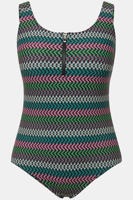 Badeanzug, Streifen, ohne Softcups, Zipper, recycelt