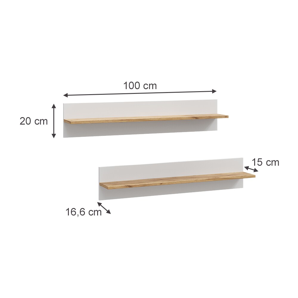 Vicco Wandregal Anteo 2er-Set, Weiß Oak, 100 x 20 cm, moderne Wohnzimmer Serie