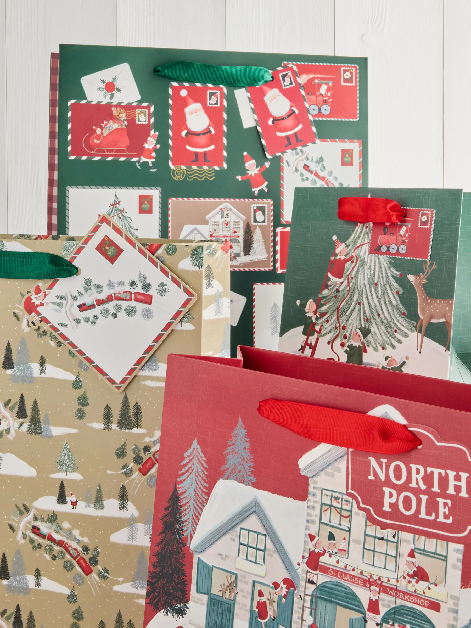 Cadeautassen met kerstmis-print