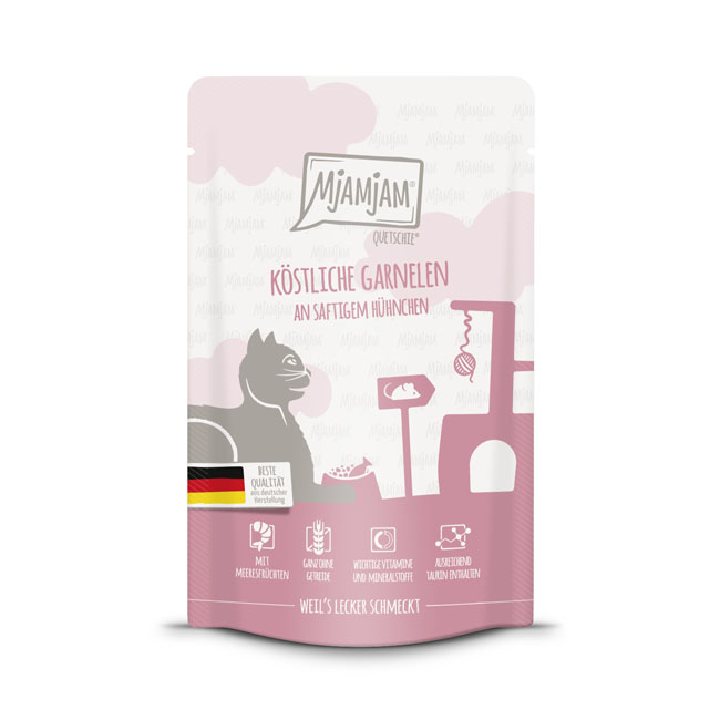 Quetschie köstliche Garnelen an saftigem Hühnchen