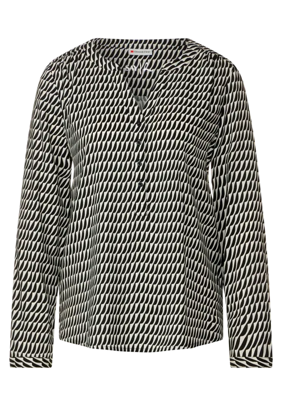 Viskose Bluse mit Print - Black