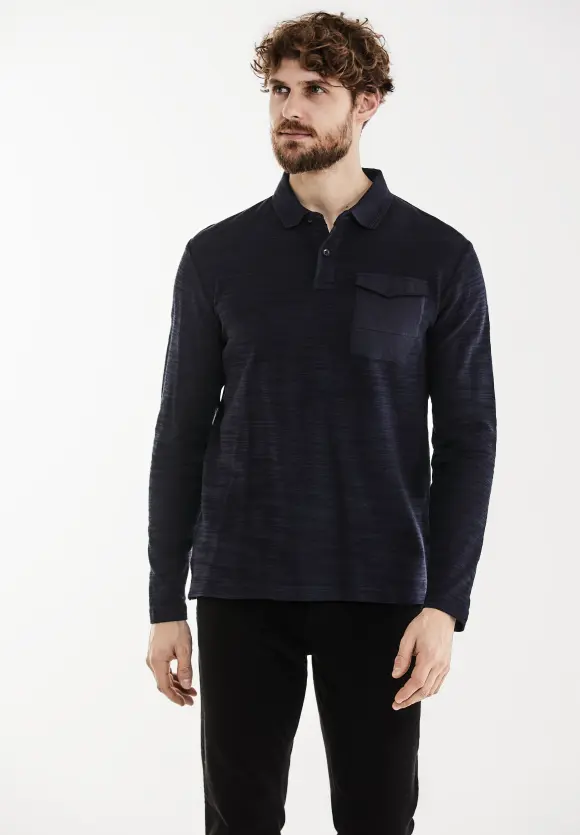 Winterslub Polo Langarmshirt - nightshadow blue
