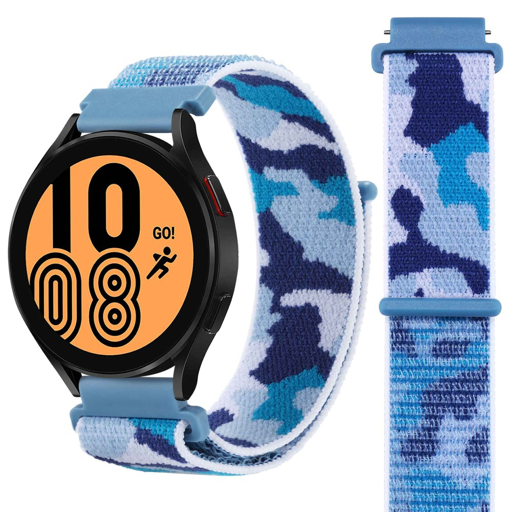 Samsung Galaxy Watch 6 Classic (43mm) Nylon Armband mit Klettverschluss (Gelenkumfang: 170-225mm) - Camouflage (Blau)
