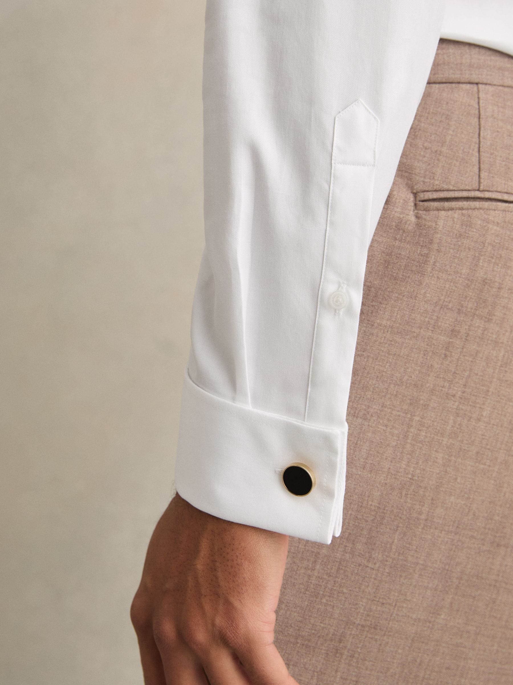 Wit - Slim Fit - Reiss Remote Double Cuff Cotton-Sateen Shirt