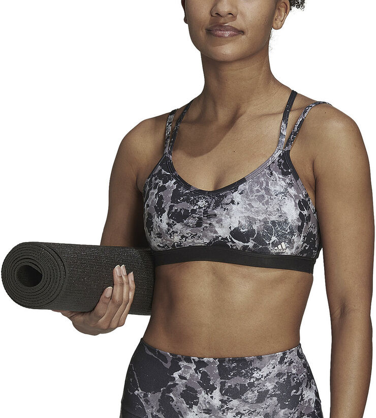 adidas Yoga Essentials Studio Light-Support Allover Print sports bh Sort