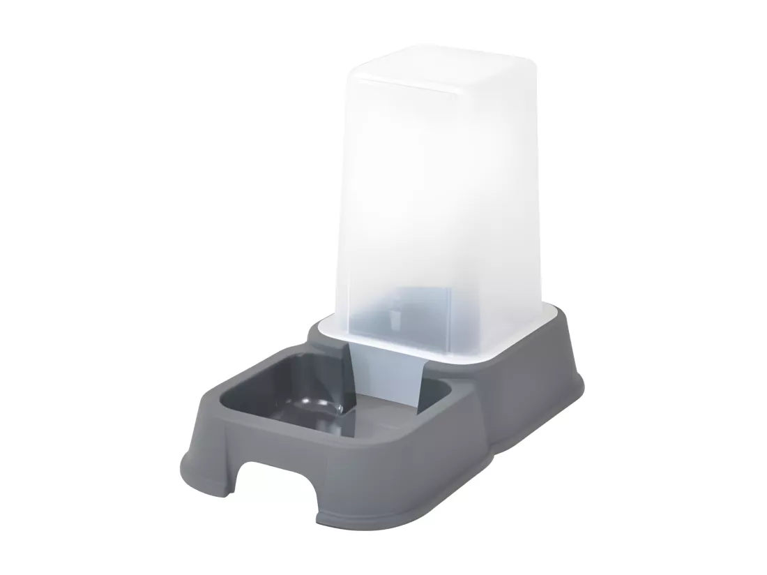 Distributeur d'eau ou croquettes en plastique - 3,5L - Gris