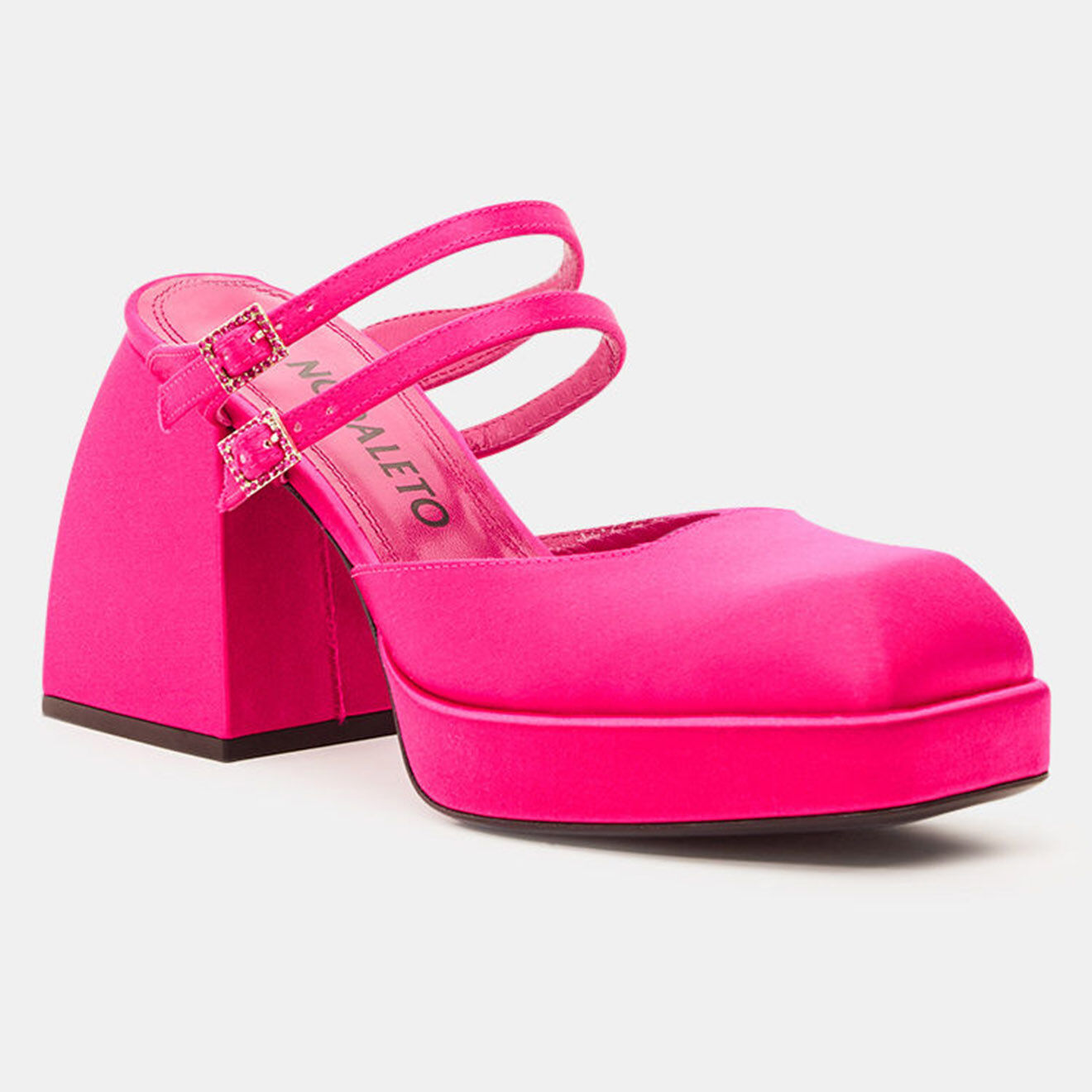 Nodaleto Mules en Satin Effie roses - Talon 8.5 cm