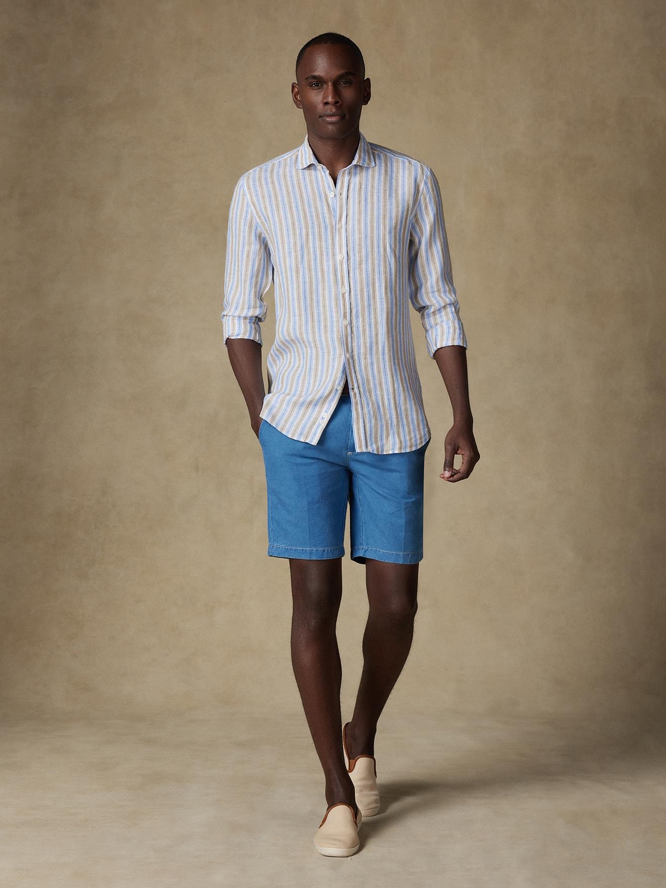 Chemise Robby en lin à rayures sable