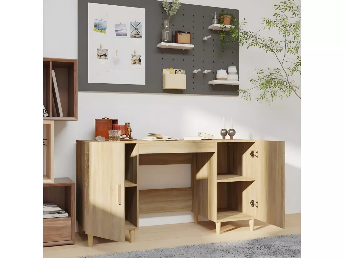 Bureau Chêne sonoma 140x50x75 cm Bois d'ingénierie
