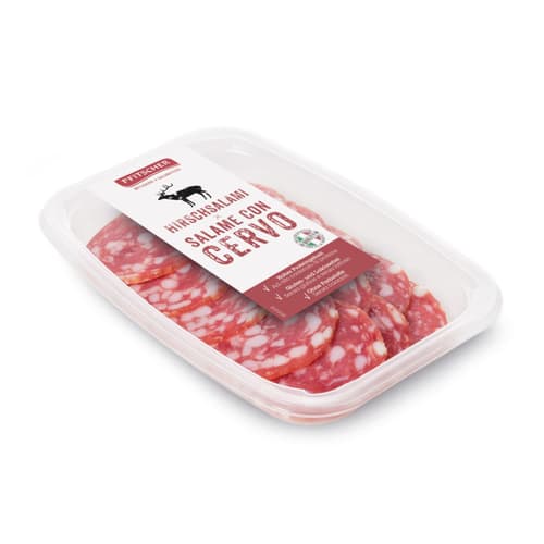 Pfitscher Hirsch-Salami geschnitten
