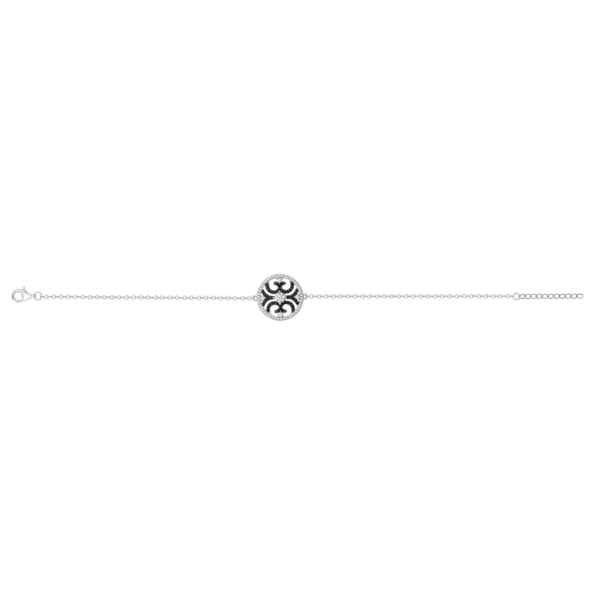Bracelet souple mono-motif en Argent avec oxyde de zirconium noir