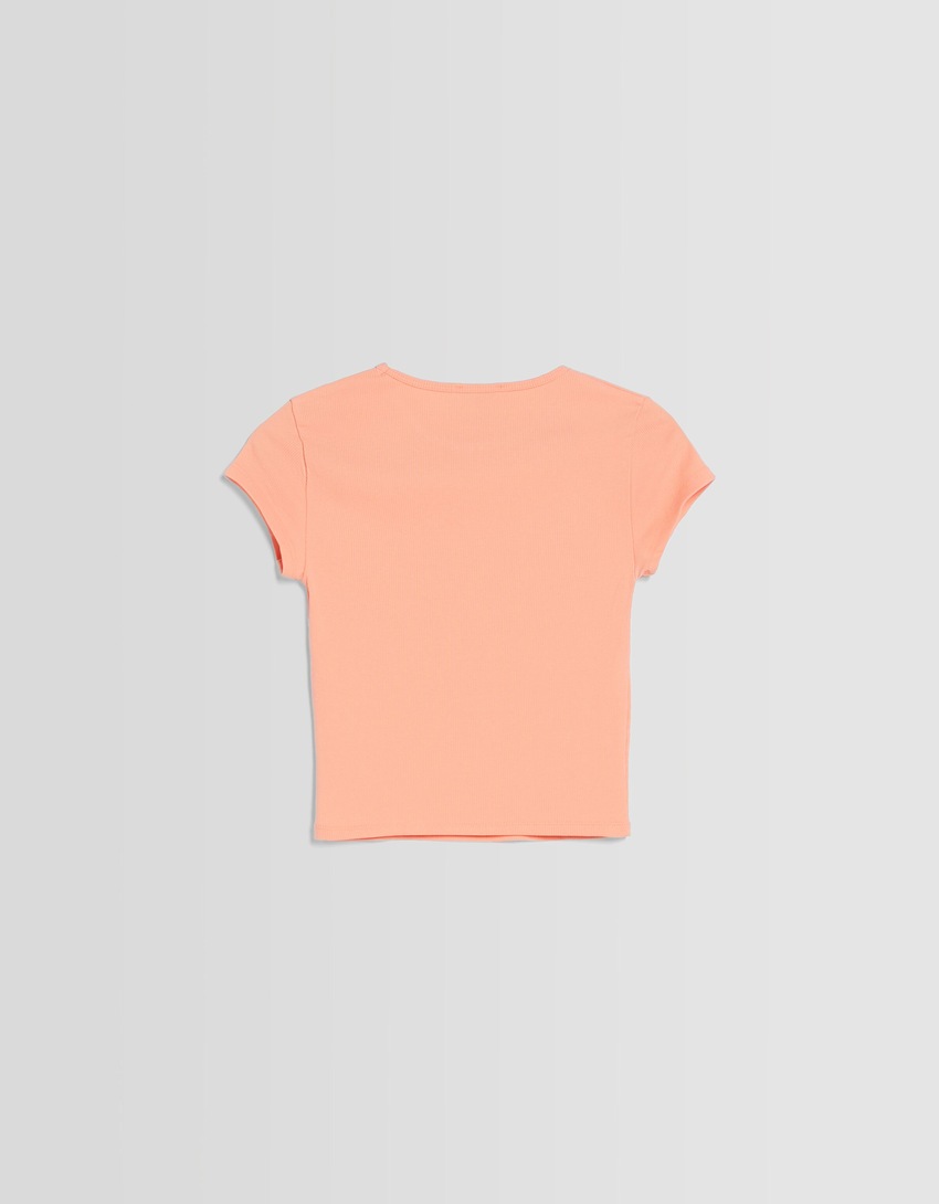 Camiseta canelada de manga curta