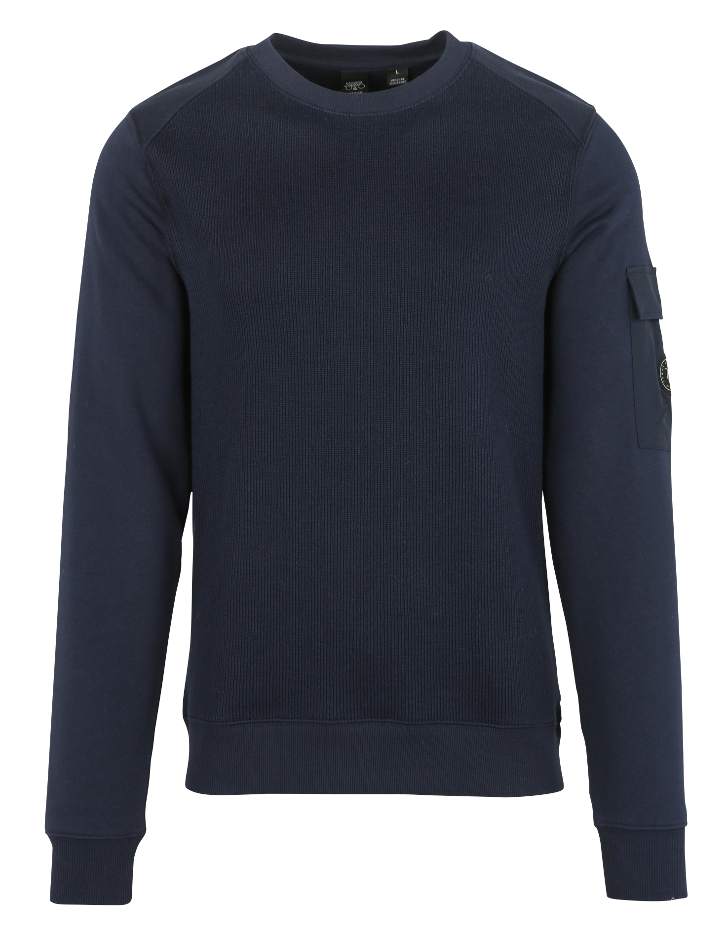 ABISAL - Sweat en maille à col rond en coton mélangé| Noir