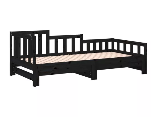 Lit coulissant sans matelas noir 2x(90x200) cm