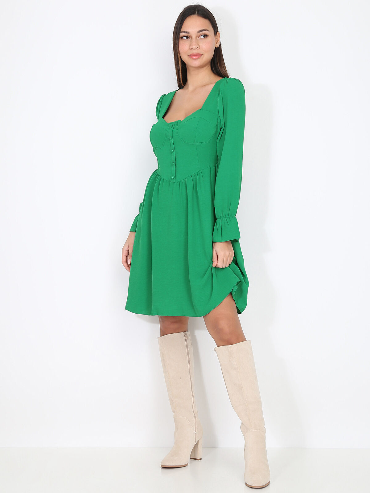 Robe patineuse style corset- Vert