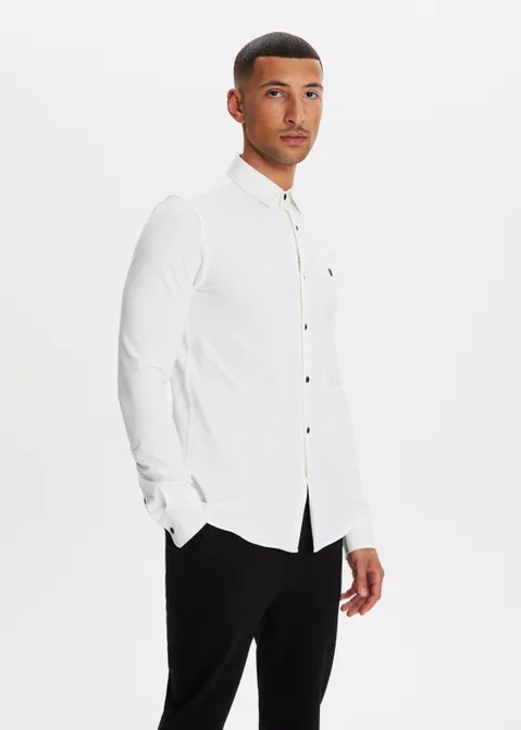 Overhemd pique stretch wit (WIT)