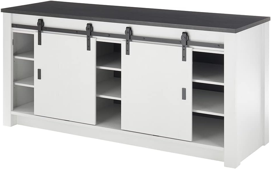 Lomadox Küchen Spültisch ca. 200cm Breit in Pinie weiß Nb. mit anthrazit, B/H/T ca. 201/93/64 cm