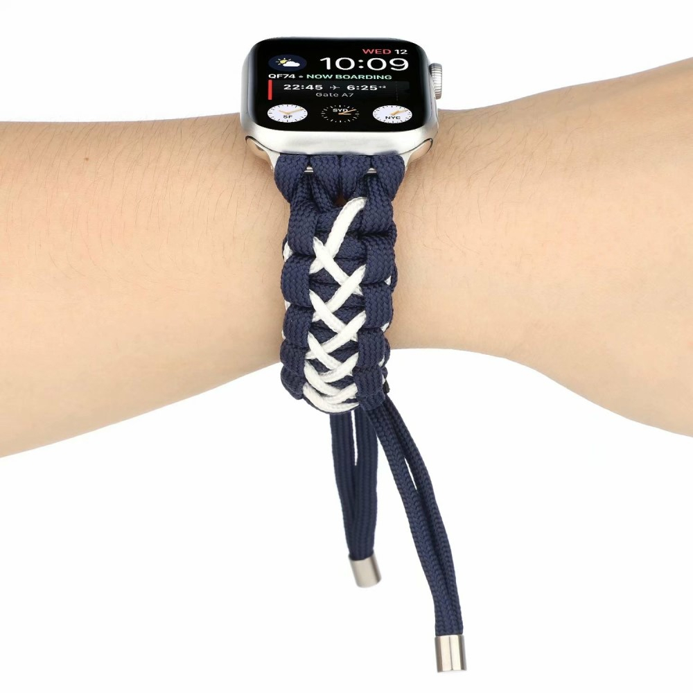 Apple Watch (42/41/40/38 mm) Geflochtenes Nylon Armband (Gelenkumfang: 180-230mm) - Blau / Weiss