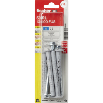 Fischer Constructieplug SXRL 10x100mm met zeskantschroef 4 stuks