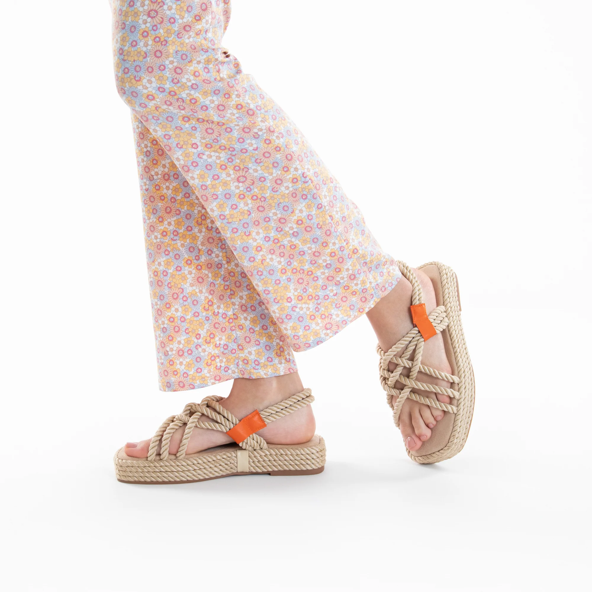 Sandales plates-Sandales en corde Anya beige à plateforme