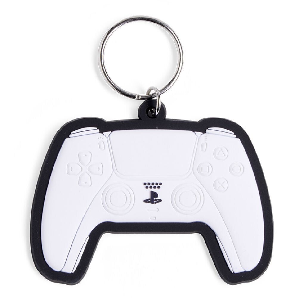 Porte-clé forme manette de PlayStation caoutchouc blanc