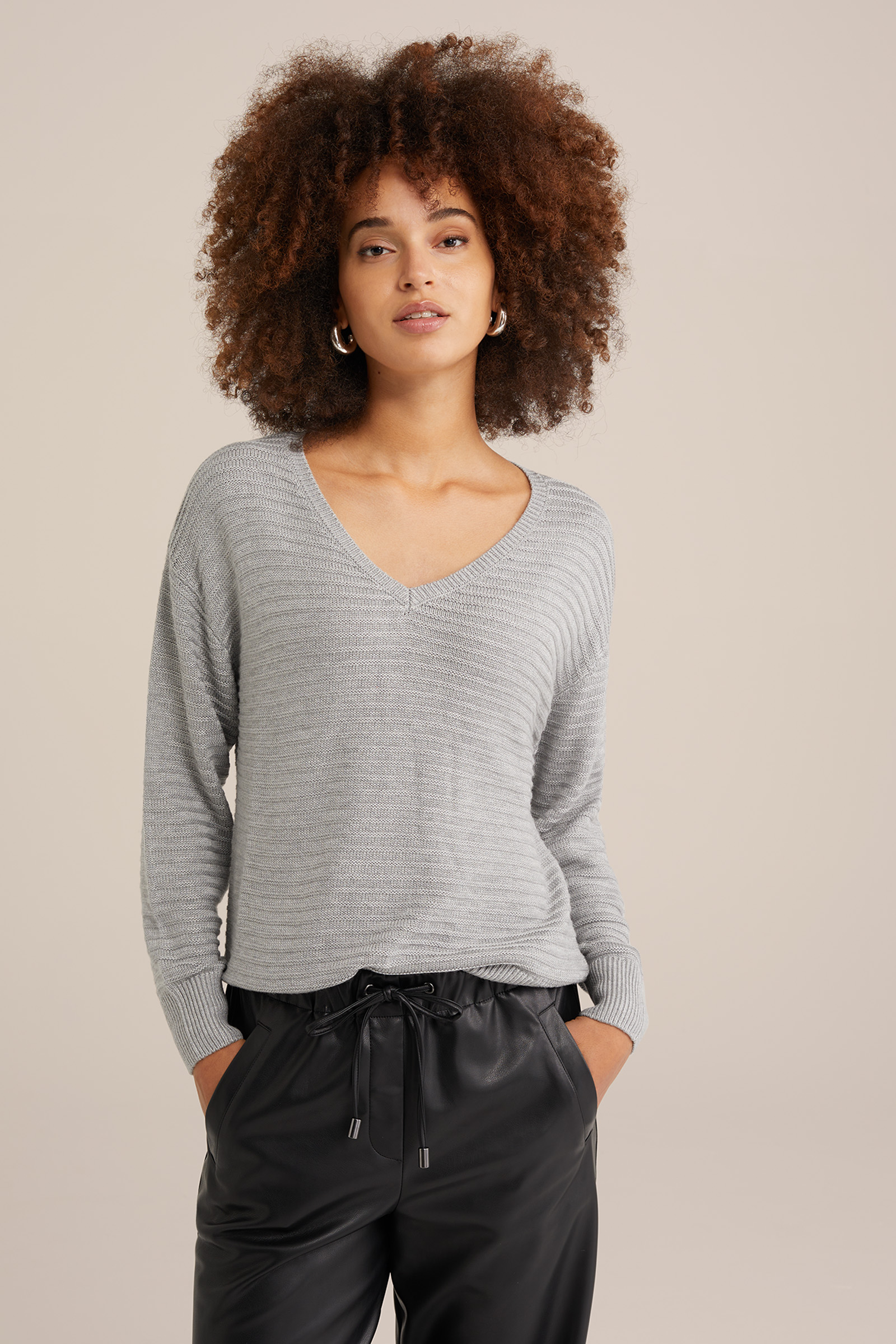 trui met structuur WE Fashion Lichtgrijs