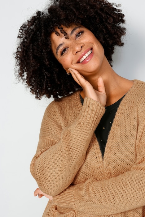 Strickjacke, oversized, offene Form, Langarm