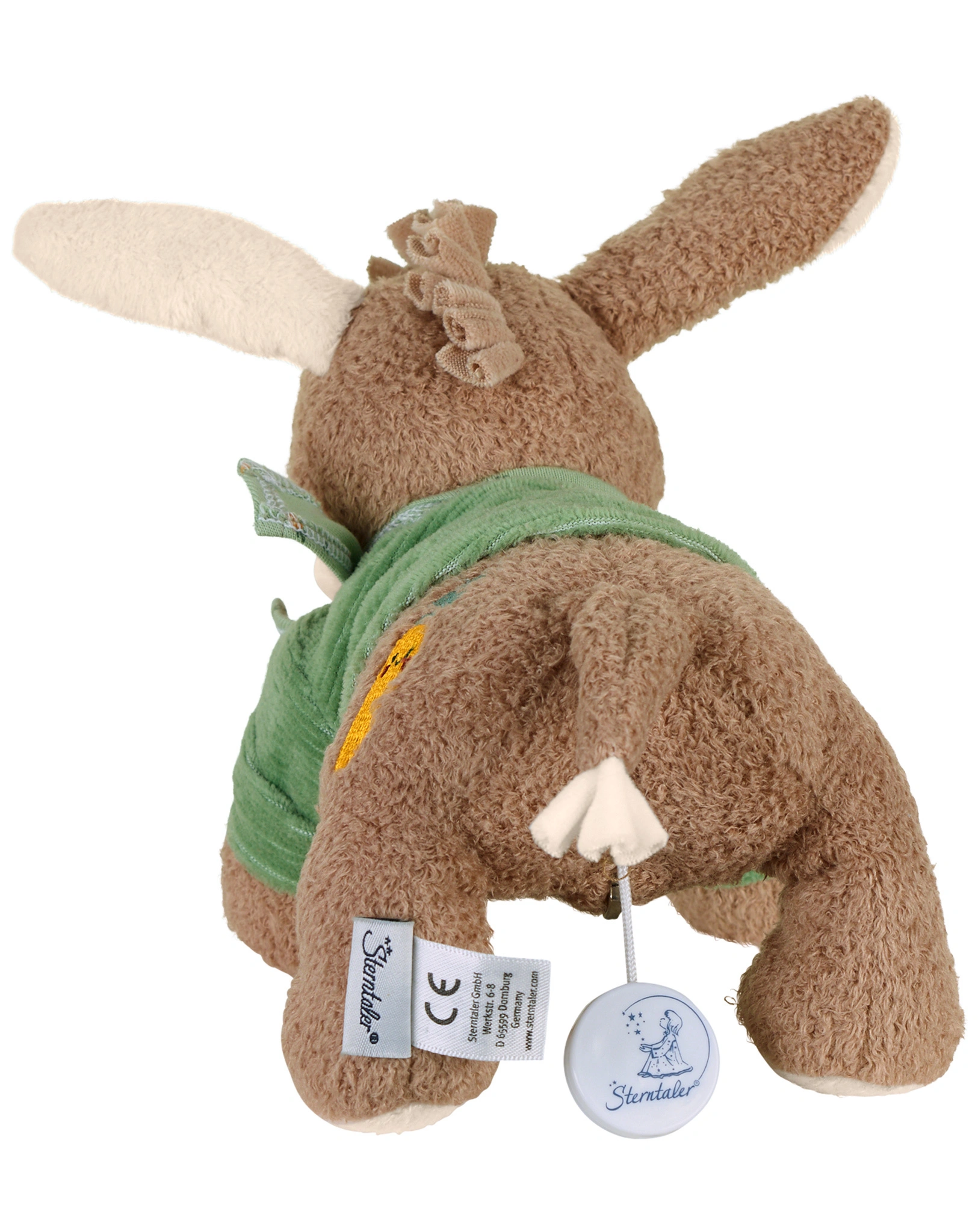 Spieluhr ESEL EMMILIUS (20 cm) in grün/hellbraun