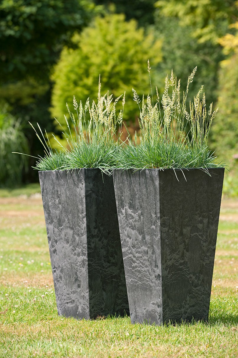 Artstone plantenbak Ella 35 x 35 x 70 cm zwart