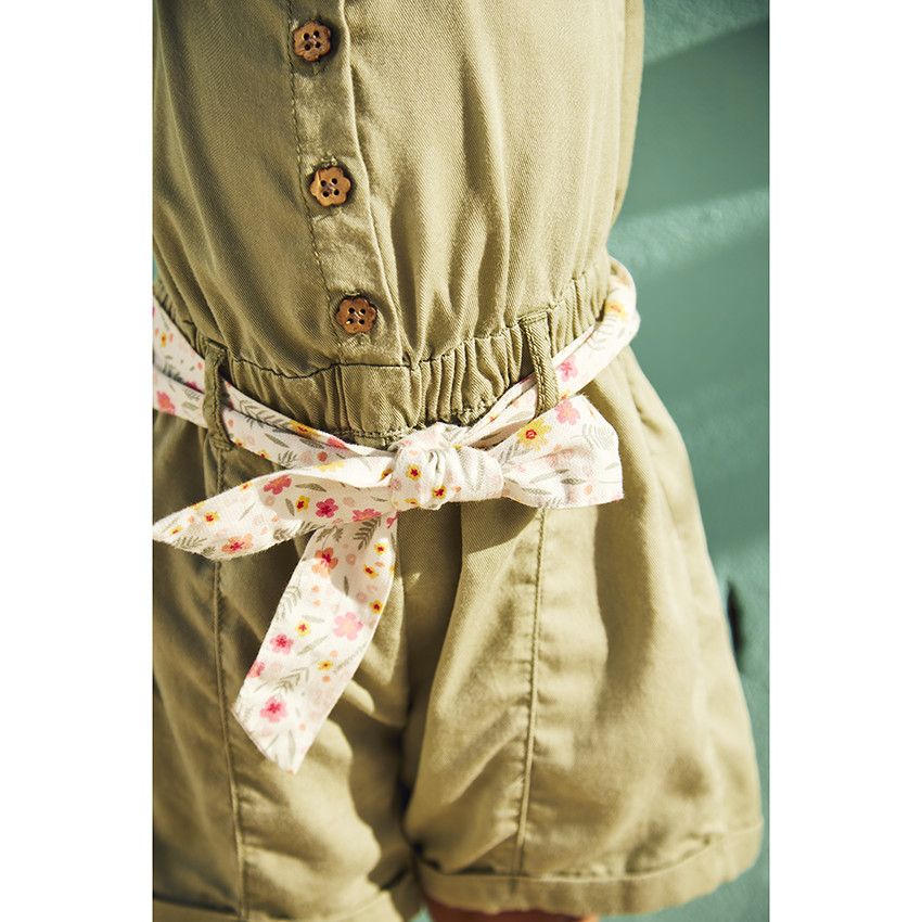 Combishort avec ceinture foulard imprimée pour bébé fille - Vert