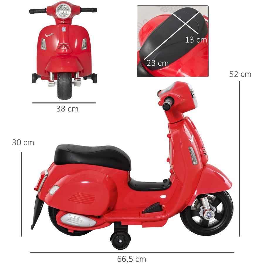 HOMCOM Elektrisches Kindermofa im Vespa Stil rot