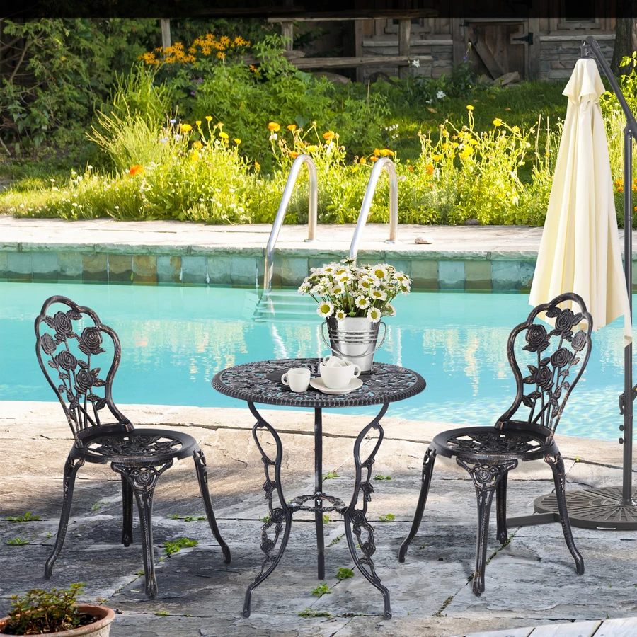 Outsunny Gartenmöbel als 3-teiliges Set schwarz