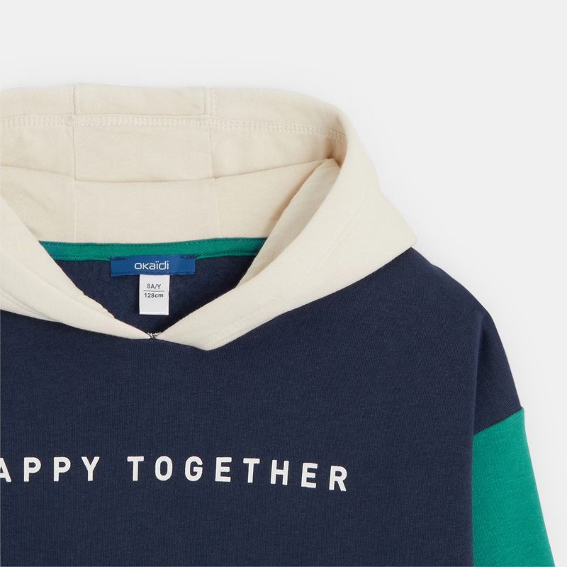 Sweat-shirt à capuche à message bleu garçon