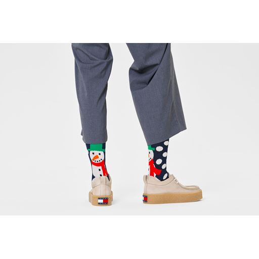 Happy Socks Jumbo Snowman Strømper, Navy, 41-46