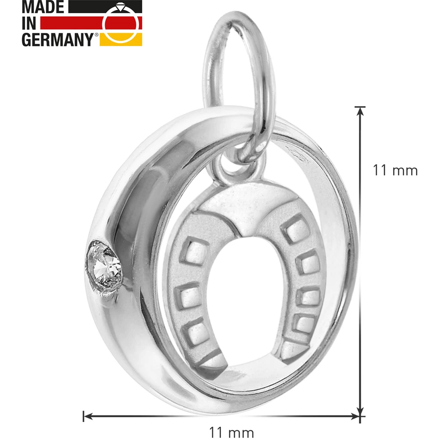 trendor Kinder-Halskette Taufkette 925 Silber Taufring mit Hufeisen silver