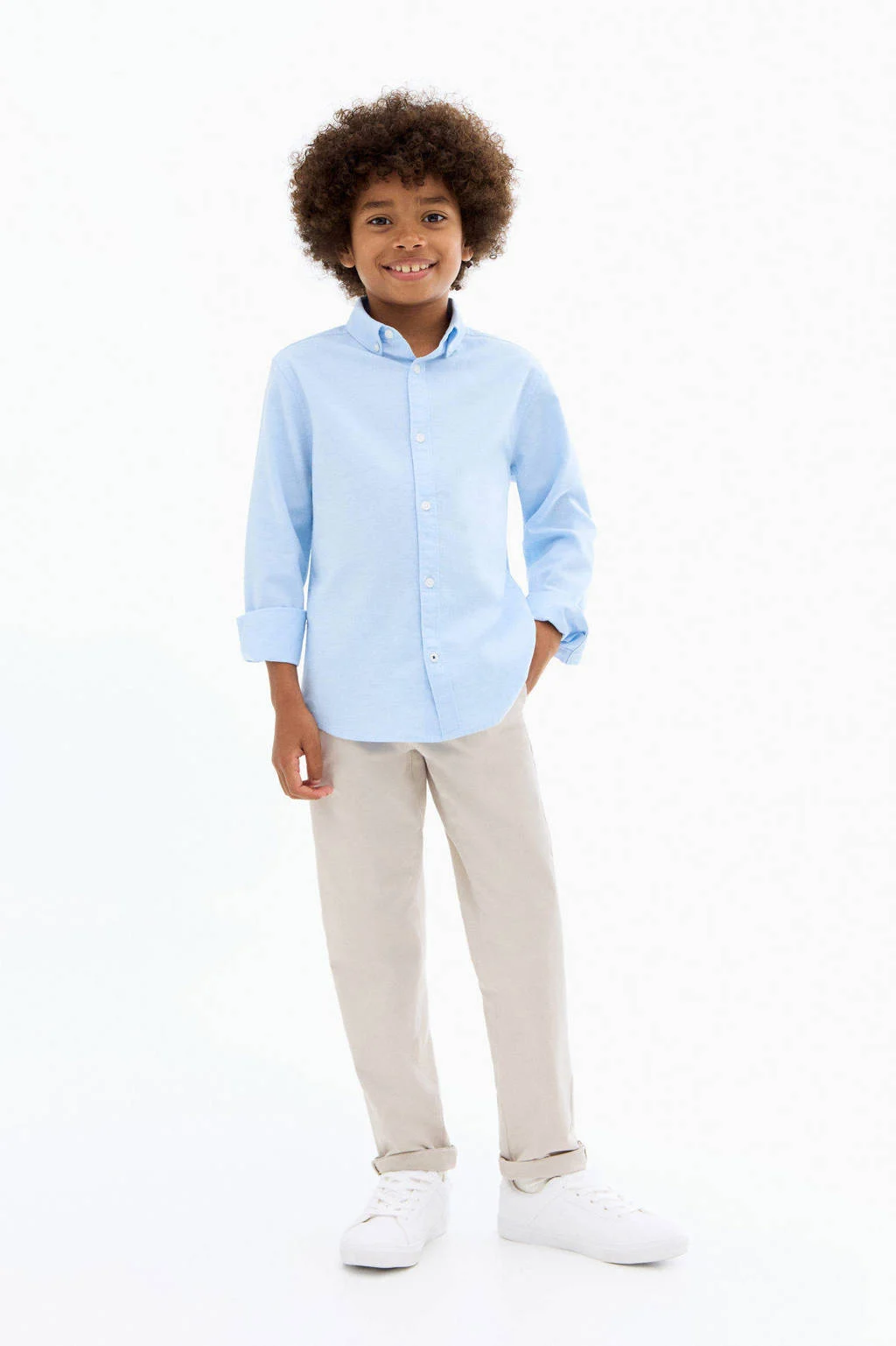 Mango Kids straight casual broek wit