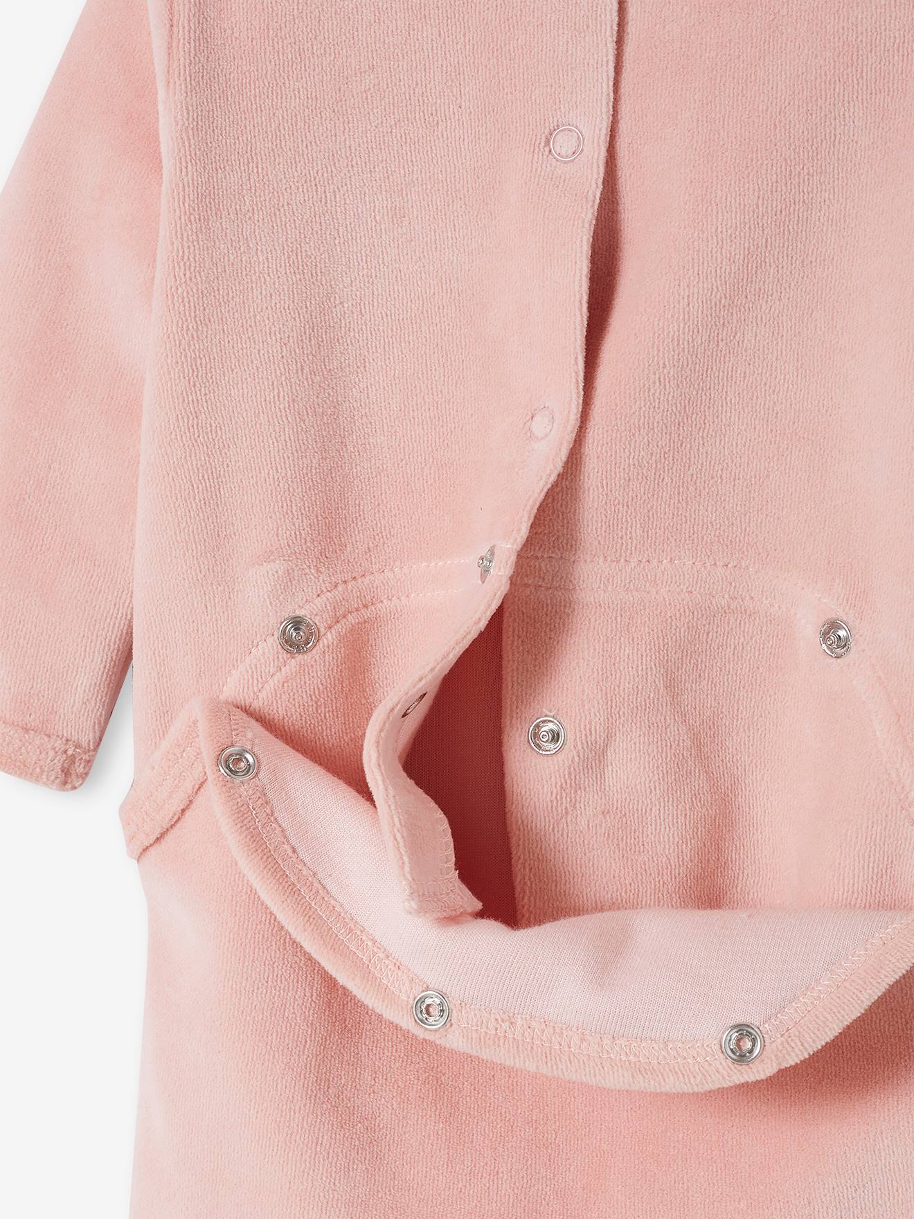 Conjunto de 2 macacões para bebê menina em veludo bicolor rosa claro/multicolorido
