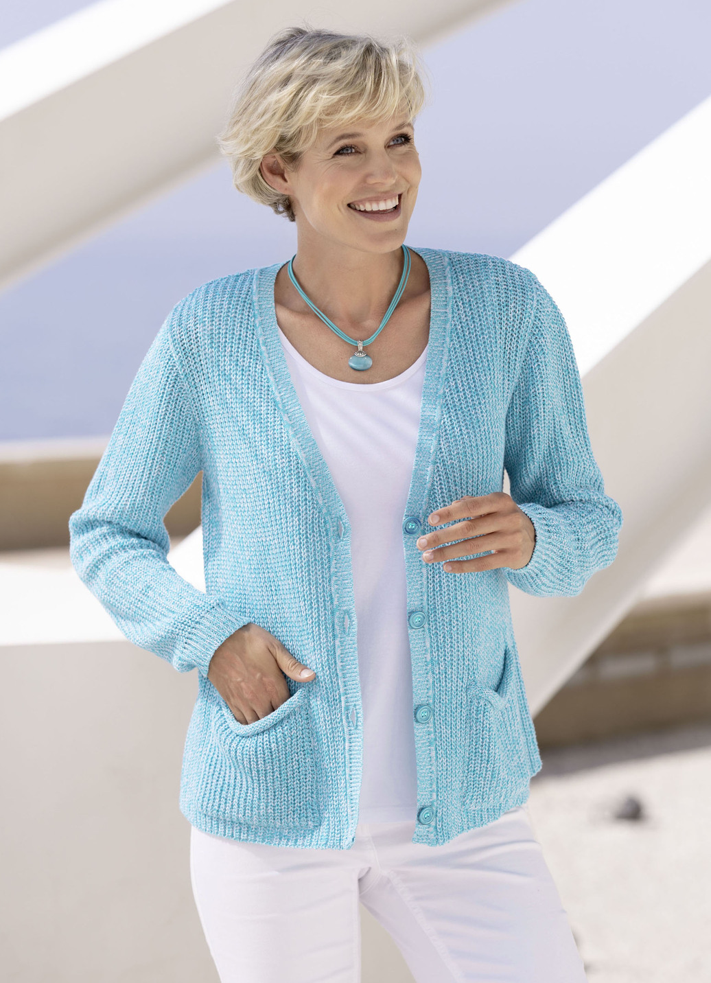 Strickjacke in Perlfang