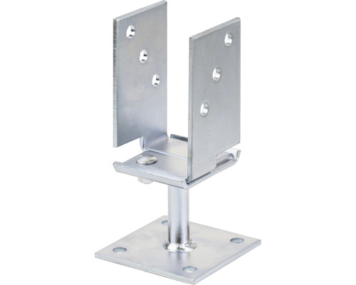 Verstelbare U-vormige paalanker voor schroefmontage, 71-131 x 110 x 70 mm, verzinkt, dikfilm gepassiveerd, 1 stuk