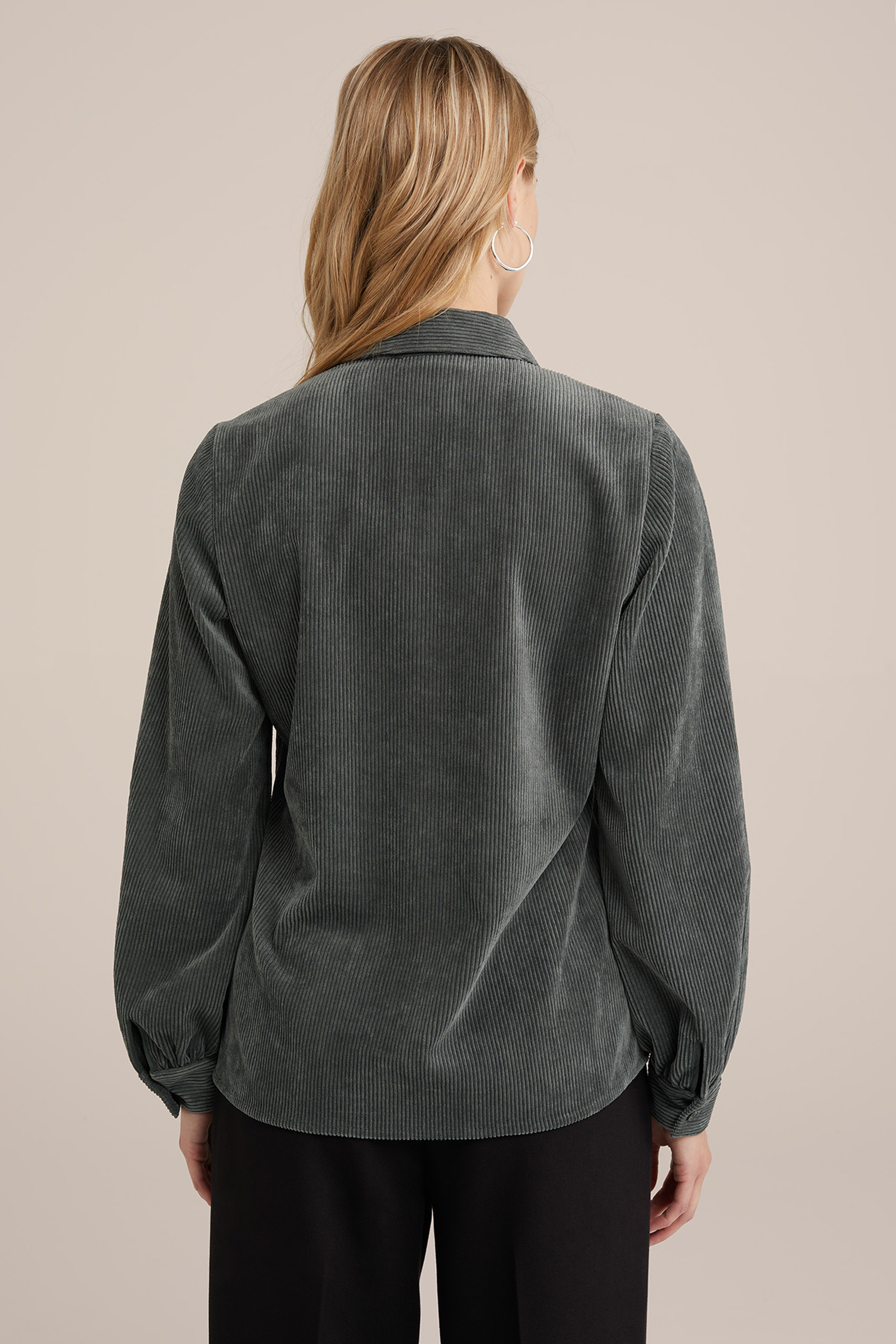 blouse van corduroy WE Fashion Donkergroen