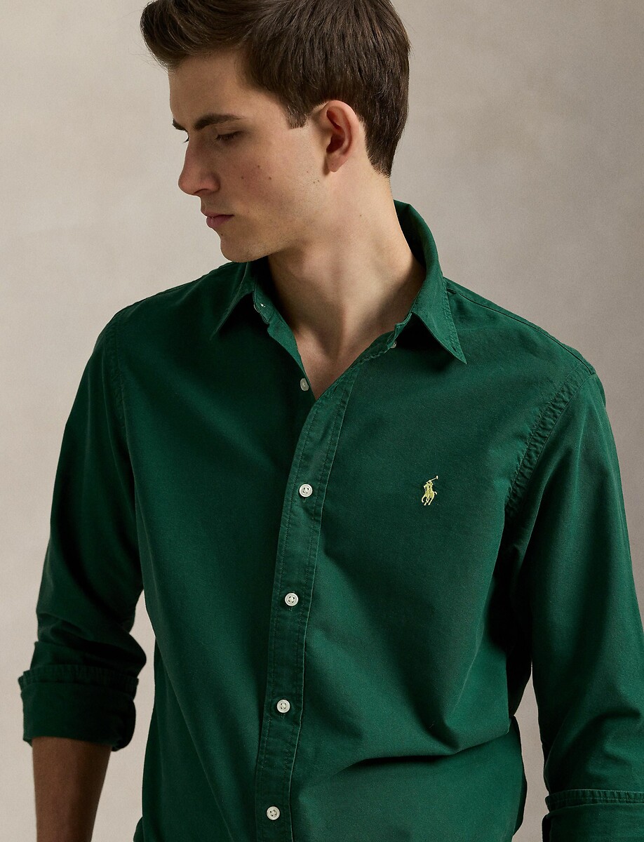 Camisa Oxford POLO RALPH LAUREN, ajustada, tingida em peça