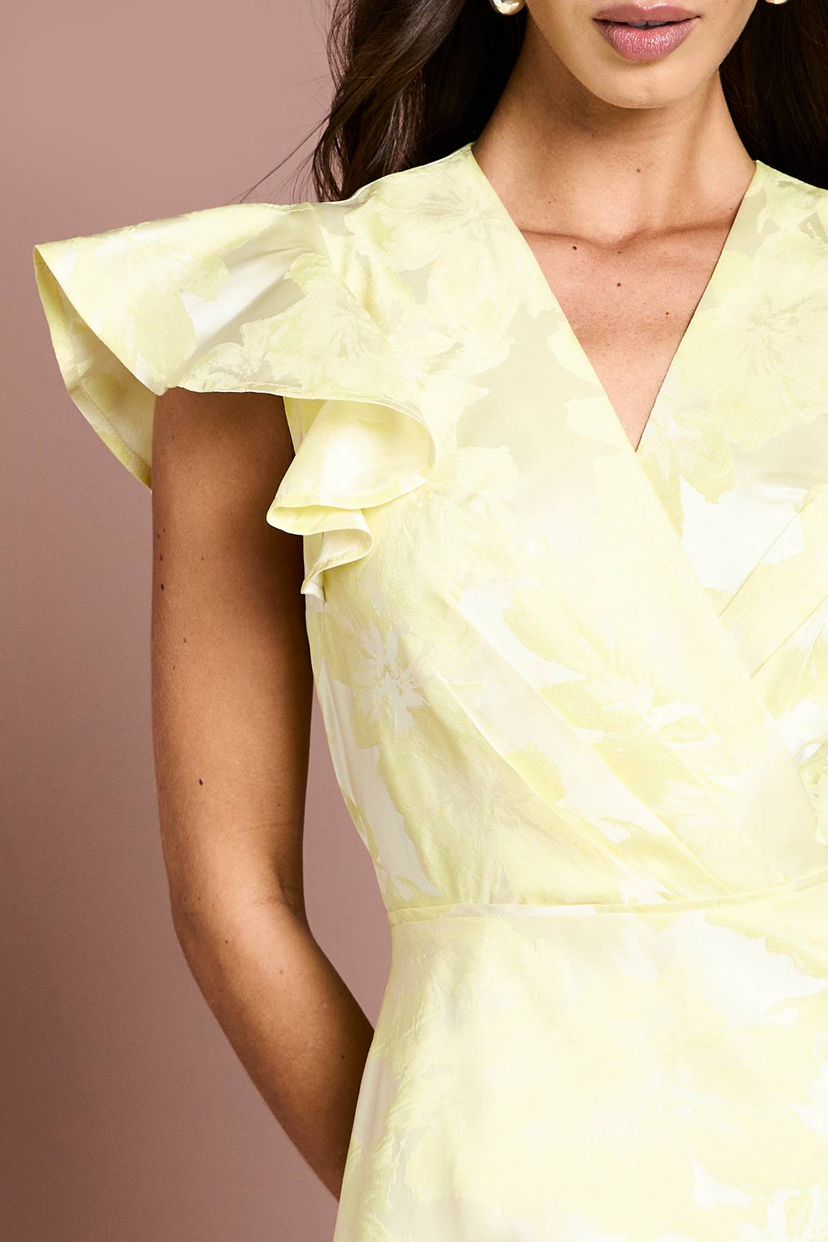 Coast Robe Midi Cache-cœur À Volants En Jacquard Avec Ourlet Asymétrique