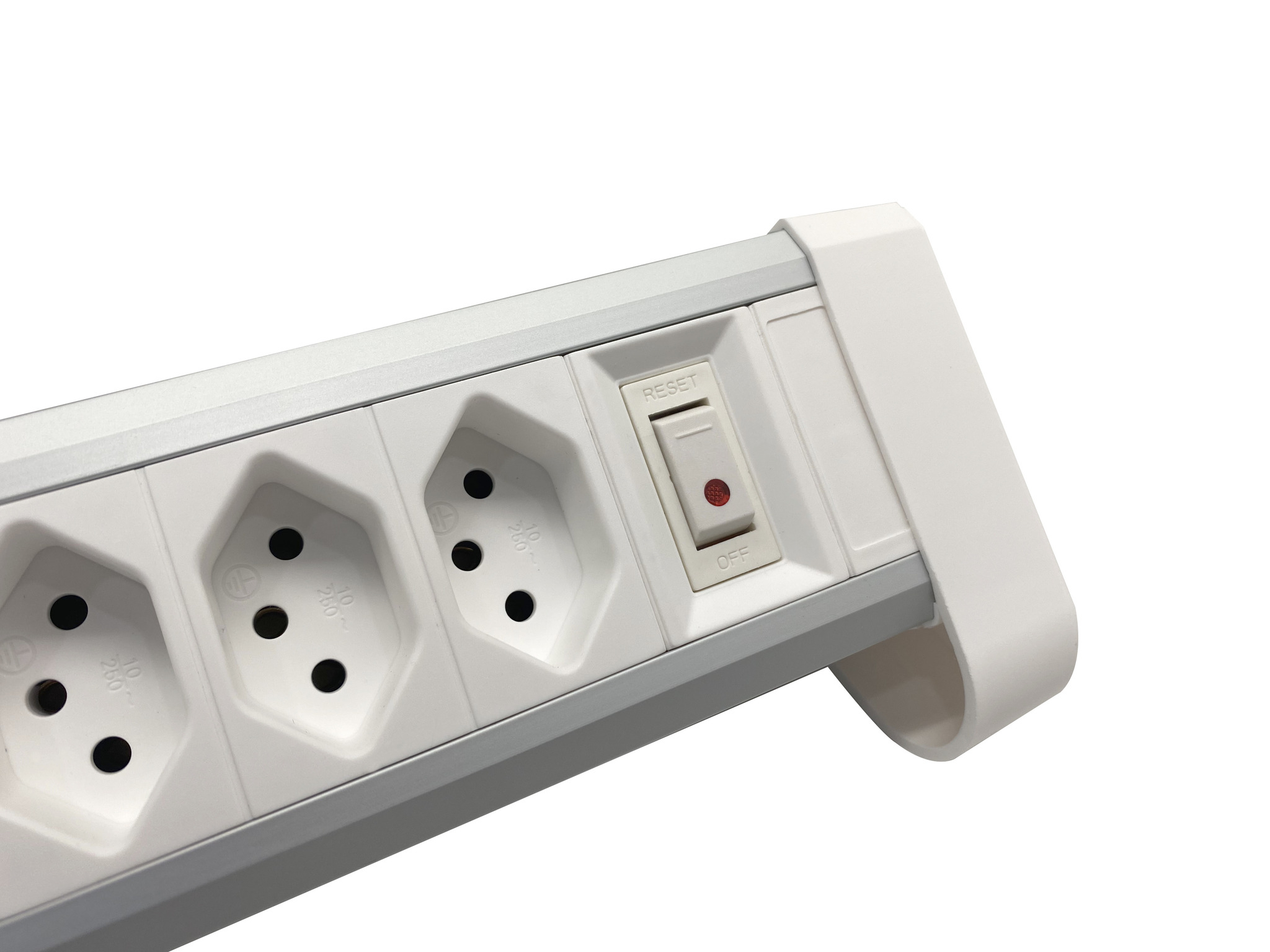 (2m) Schönenberger Elektro - Alu Tisch-Steckdosenleiste mit 4 Steckdosen und 2 x USB A   USB C (85.861.4AL) - Weiss / Silber