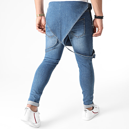 Salopette en Jean Slim 1457 Bleu Medium Denim