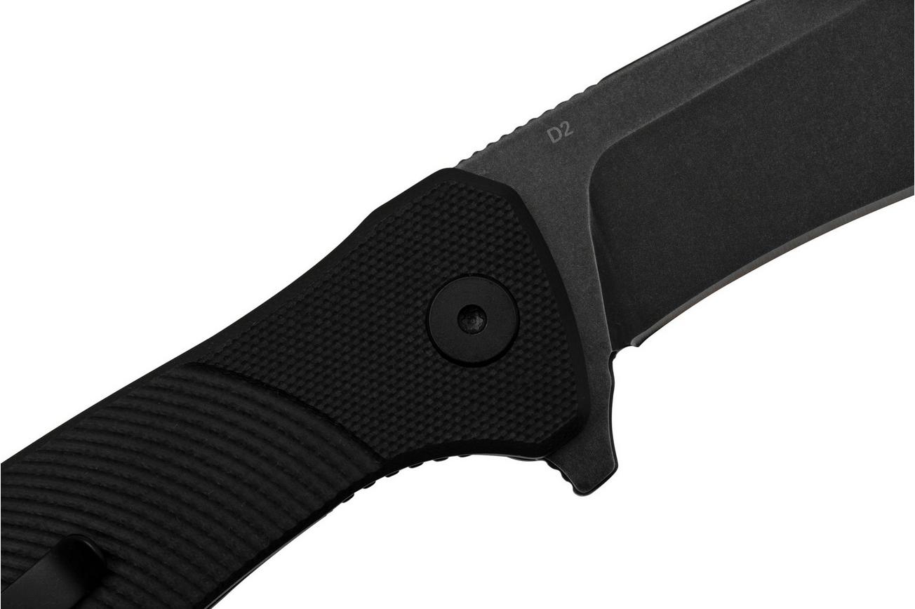 QSP Knife Raven QS122-C2 Blach G10, Black D2 Stonewashed, zakmes