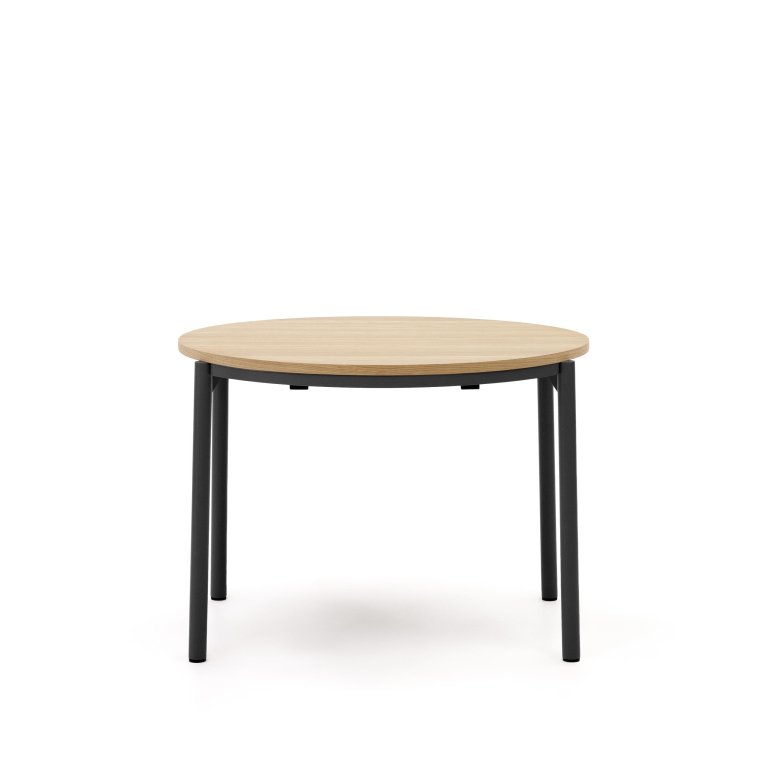 Kave Home Montuiri uitschuifbare tafel 90/120x75 eiken met zwart onderstel